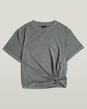 Grijs relaxed t-shirt met knoopdetail