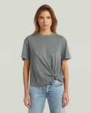 Grijs relaxed t-shirt met knoopdetail