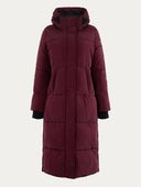 Lange gewatteerde jas met capuchon