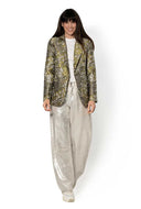 Groene jacquard blazer
