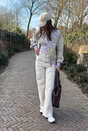 Lila bomber jacket met print