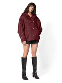 Bordeaux cape jas met knopen