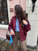 Bordeaux cape jas met knopen