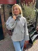 Grijze oversized jas met grote zakken