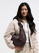 Bruine tas moon bag ruffle