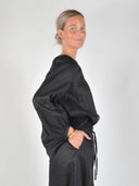 Linnen blouse met ballonmouwen
