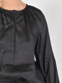 Linnen blouse met ballonmouwen