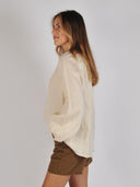 Linnen blouse met ballonmouwen