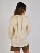 Linnen blouse met ballonmouwen