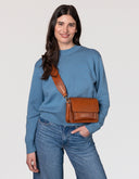 Cognac schoudertas harper mini