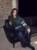Groene maxi split logo sweater
