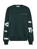 Groene maxi split logo sweater