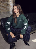 Groene maxi split logo sweater