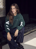 Groene maxi split logo sweater