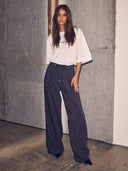 Antraciet pantalon michelle pin string tie tall pant