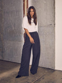 Antraciet pantalon michelle pin string tie tall pant