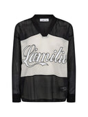 Zwarte mesh top drift logo blouse