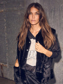 Zwarte mesh top drift logo blouse