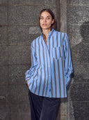 Blauw gestreepte blouse button down shirt
