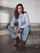Blauw gestreepte blouse emma tie stripe