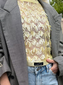 Crop top met pailletten limone