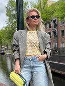 Crop top met pailletten limone