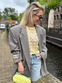 Crop top met pailletten limone