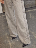 Grijze jeans side panel button