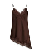 Bruine asymmetrische top met kant naomi