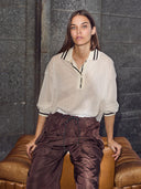 Off white mesh polo drift polo blouse