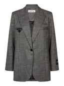 Zilvergrijze geruite blazer