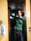Groene longsleeve met rib dessin
