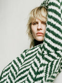 Groen alpaca vest met zigzag breisel leticia