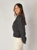 Alpaca vest met opengewerkt breisel delfina