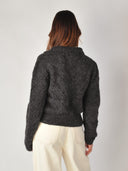 Alpaca vest met opengewerkt breisel delfina