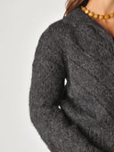 Alpaca vest met opengewerkt breisel delfina