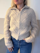 Alpaca vest met opengewerkt breisel delfina