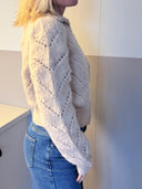 Alpaca vest met opengewerkt breisel delfina