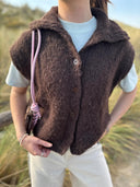 Handgebreid bruin gilet