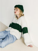 Alpaca vest met contrast streep la linda