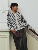 Lichtgrijs gebreid vest zig zag