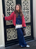 Rood gebreid vest roberta
