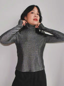 Zilveren turtleneck top gwenny glitter