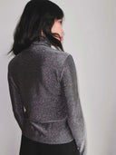 Zilveren turtleneck top gwenny glitter