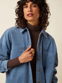 Blauwe corduroy blouse fee