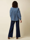 Blauwe corduroy blouse fee