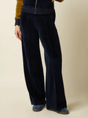 Donkerblauwe sweat pants baton velvet