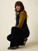 Donkerblauwe sweat pants baton velvet
