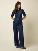 Donkerblauwe denim jumpsuit mira
