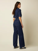 Donkerblauwe denim jumpsuit mira